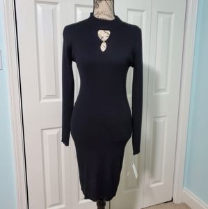Long sleeve black knit dress